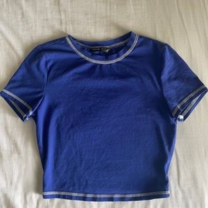 Shein contrast Stitch Crop Tee